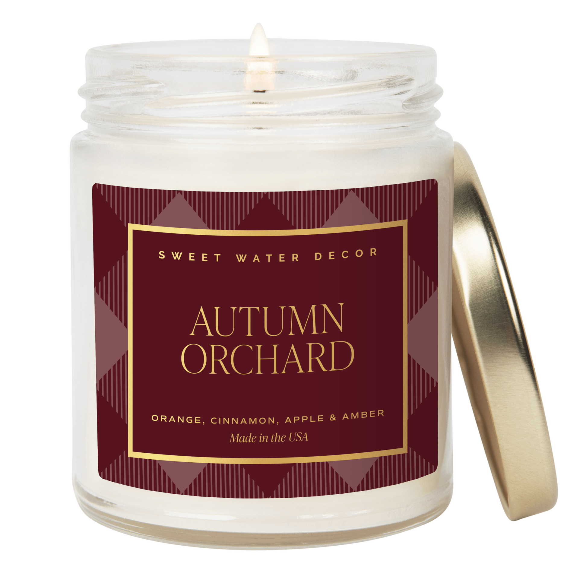 Autumn Orchard Soy Candle - Patterned 9 oz - Clear Jar (Mulled Cider) - SwagglyLife Home & Fashion
